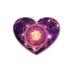 A Gold And Royal Purple Fractal Map Of The Stars Rubber Coaster (heart)  by jayaprime