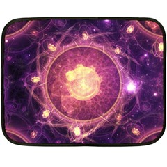 A Gold And Royal Purple Fractal Map Of The Stars Fleece Blanket (mini) by jayaprime