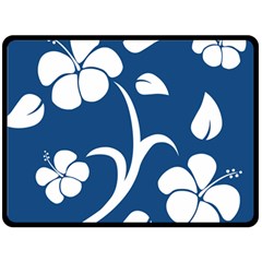 Blue Hawaiian Flower Floral Double Sided Fleece Blanket (large)  by Mariart