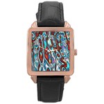 Dizzy Stone Wave Rose Gold Leather Watch 