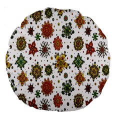 Flower Floral Sunflower Rose Pattern Base Large 18  Premium Round Cushions