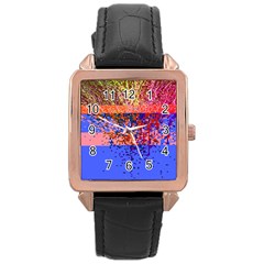 Glitchdrips Shadow Color Fire Rose Gold Leather Watch 
