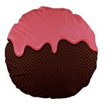 Ice Cream Pink Choholate Plaid Chevron Large 18  Premium Flano Round Cushions Front