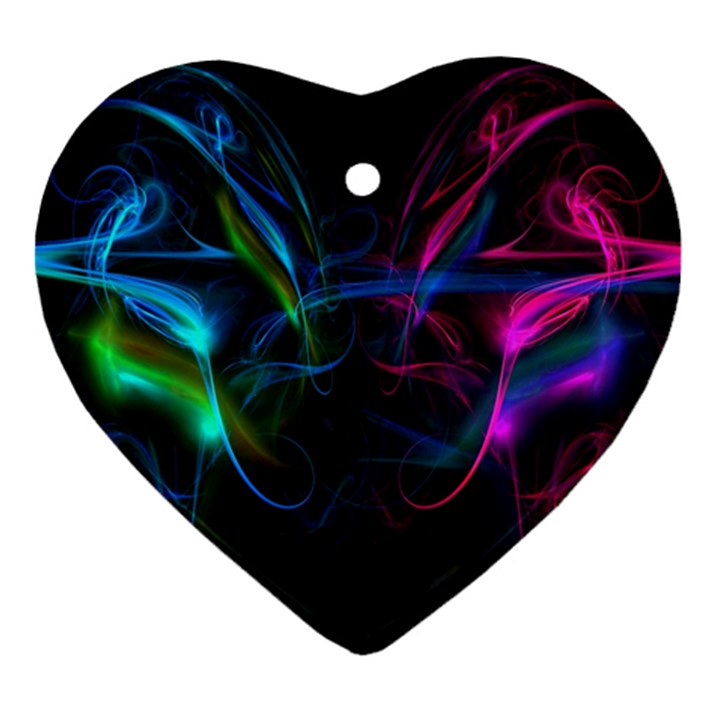 Light Waves Light Red Blue Heart Ornament (Two Sides)