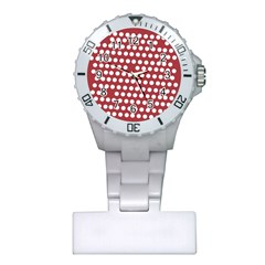 Pink White Polka Dots Plastic Nurses Watch by Mariart