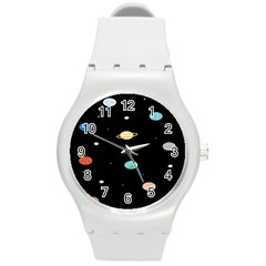 Planets Space Round Plastic Sport Watch (m) by Mariart