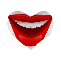 Smile Lips Transparent Red Sexy Standard 16  Premium Heart Shape Cushions by Mariart