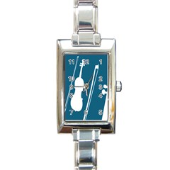 Violin Music Blue Rectangle Italian Charm Watch
