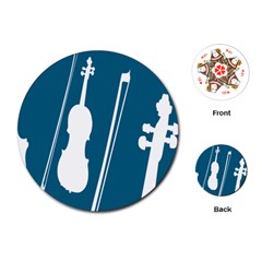 Violin Music Blue Playing Cards (round)  by Mariart