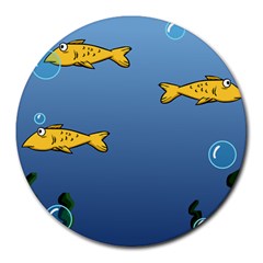 Water Bubbles Fish Seaworld Blue Round Mousepads by Mariart