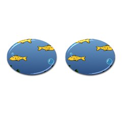 Water Bubbles Fish Seaworld Blue Cufflinks (oval) by Mariart