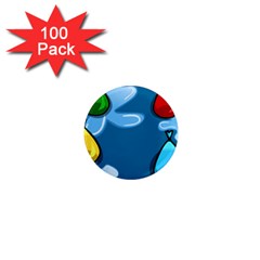 Water Balloon Blue Red Green Yellow Spot 1  Mini Magnets (100 Pack) 