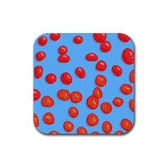Tomatoes Fruite Slice Red Rubber Coaster (square)  by Mariart