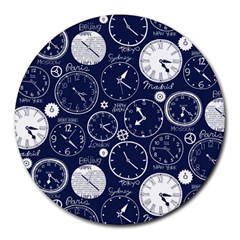 Time World Clocks Round Mousepads by Mariart
