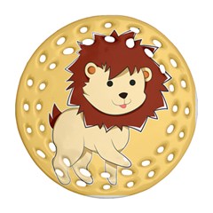 Happy Cartoon Baby Lion Round Filigree Ornament (two Sides) by Catifornia