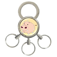 Happy Cartoon Baby Hippo 3-ring Key Chains by Catifornia