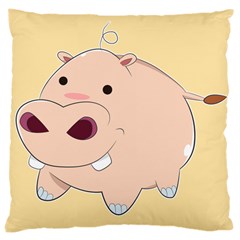 Happy Cartoon Baby Hippo Large Cushion Case (two Sides) by Catifornia