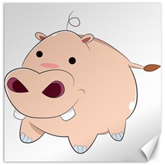 Happy Cartoon Baby Hippo Canvas 16  X 16   by Catifornia