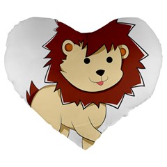 Happy Cartoon Baby Lion Large 19  Premium Heart Shape Cushions by Catifornia