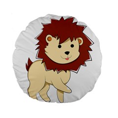 Happy Cartoon Baby Lion Standard 15  Premium Flano Round Cushions by Catifornia