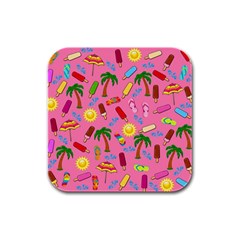 Beach Pattern Rubber Square Coaster (4 Pack)  by Valentinaart