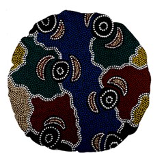 Aboriginal Art - Riverside Dreaming Large 18  Premium Flano Round Cushions by hogartharts