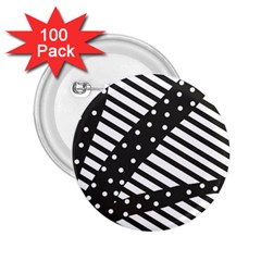 Ambiguous Stripes Line Polka Dots Black 2 25  Buttons (100 Pack) 