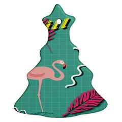 Behance Feelings Beauty Flamingo Bird Still Life Leaf Green Pink Red Ornament (christmas Tree)  by Mariart