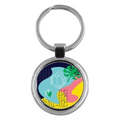 Behance Feelings Beauty Waves Blue Yellow Pink Green Leaf Key Chains (round) 