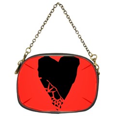 Broken Heart Tease Black Red Chain Purses (two Sides)  by Mariart
