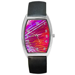 Zoom Colour Motion Blurred Zoom Background With Ray Of Light Hurtling Towards The Viewer Barrel Style Metal Watch