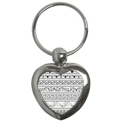 Black White Decorative Ornaments Key Chains (heart)  by Mariart