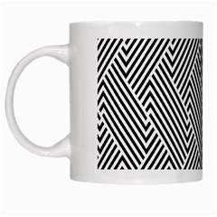Escher Striped Black And White Plain Vinyl White Mugs by Mariart