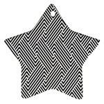 Escher Striped Black And White Plain Vinyl Star Ornament (Two Sides) Front