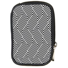 Escher Striped Black And White Plain Vinyl Compact Camera Cases by Mariart