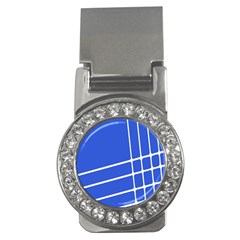 Line Stripes Blue Money Clips (cz)  by Mariart