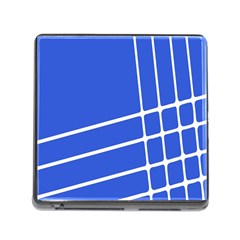 Line Stripes Blue Memory Card Reader (square) by Mariart