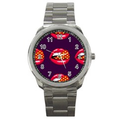 Lip Vector Hipster Example Image Star Sexy Purple Red Sport Metal Watch