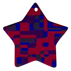Offset Puzzle Rounded Graphic Squares In A Red And Blue Colour Set Ornament (star)