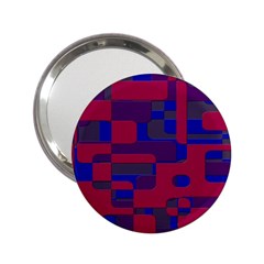 Offset Puzzle Rounded Graphic Squares In A Red And Blue Colour Set 2 25  Handbag Mirrors