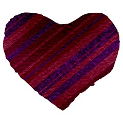 Maroon Striped Texture Large 19  Premium Flano Heart Shape Cushions by Mariart