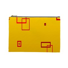 Overlap Squares Orange Plaid Red Cosmetic Bag (large) 