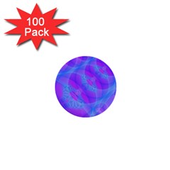 Original Purple Blue Fractal Composed Overlapping Loops Misty Translucent 1  Mini Buttons (100 Pack) 
