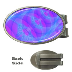 Original Purple Blue Fractal Composed Overlapping Loops Misty Translucent Money Clips (oval) 