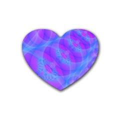 Original Purple Blue Fractal Composed Overlapping Loops Misty Translucent Rubber Coaster (heart)  by Mariart