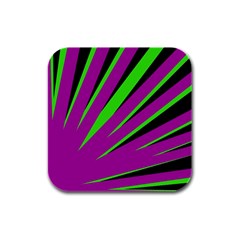 Rays Light Chevron Purple Green Black Rubber Square Coaster (4 Pack) 