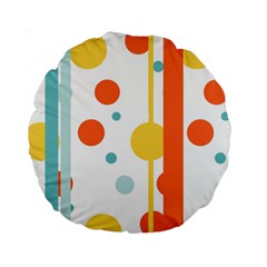 Stripes Dots Line Circle Vertical Yellow Red Blue Polka Standard 15  Premium Round Cushions