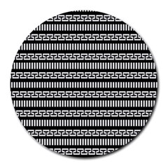 Tribal Stripes Black White Round Mousepads by Mariart