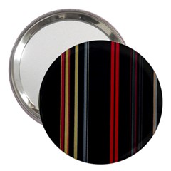 Stripes Line Black Red 3  Handbag Mirrors by Mariart