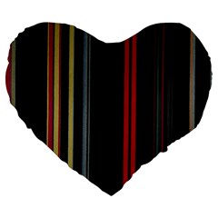 Stripes Line Black Red Large 19  Premium Flano Heart Shape Cushions